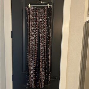 h.i.p. Black and Pink Patterned Flare Pants